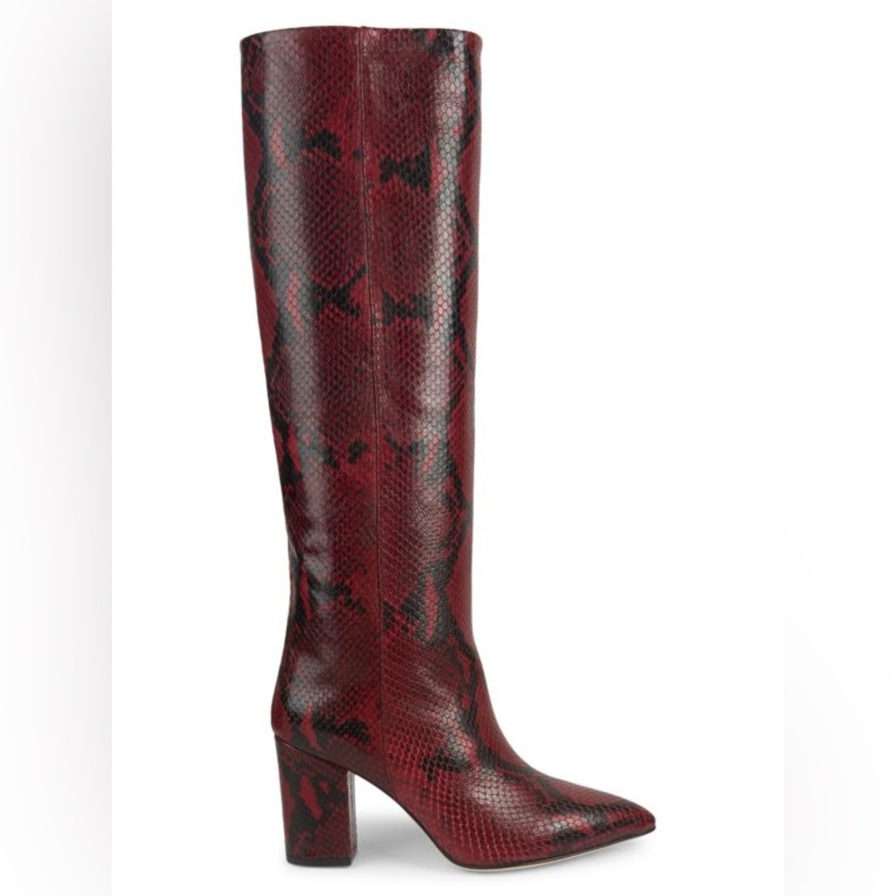 Paris Texas Red Heeled Boots with Snakeskin Pattern